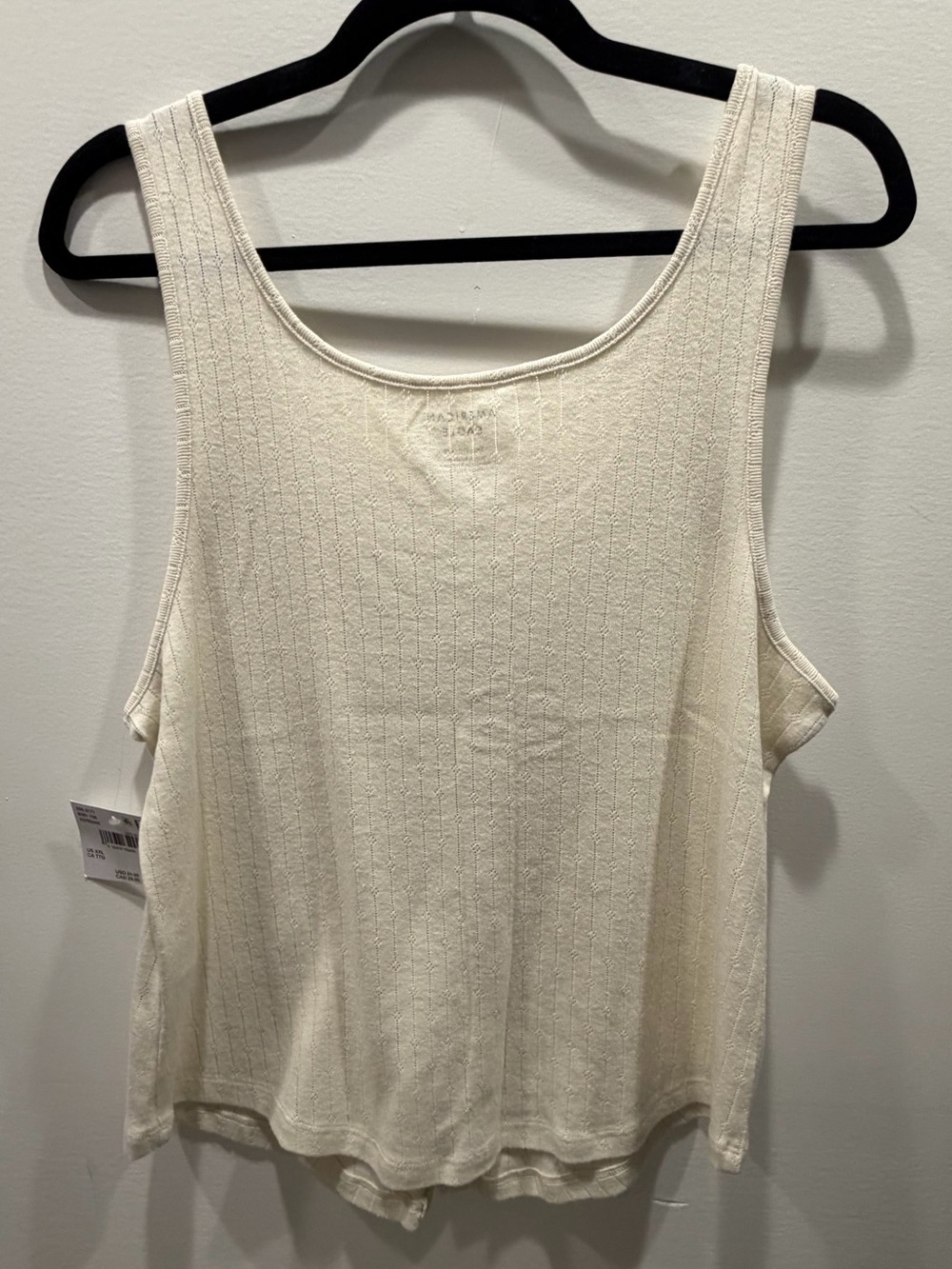 American Eagle Outfitters Pointelle Scoop Neck Tank Top - Cream - Picture 3 of 4